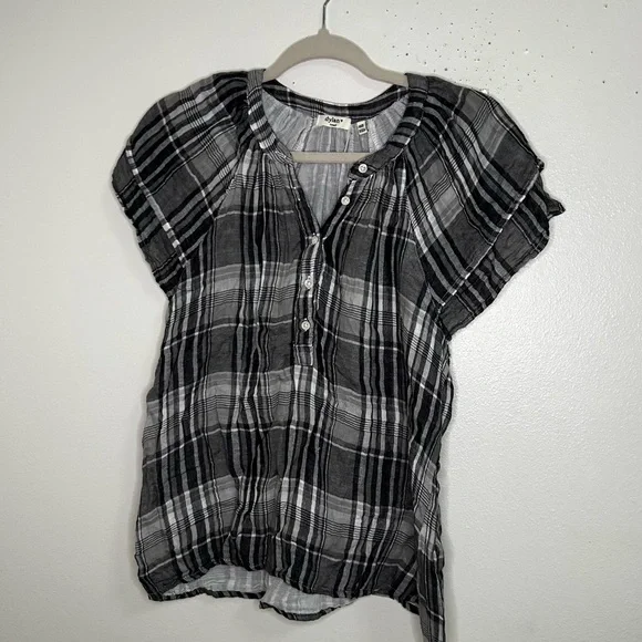 Dylan Plaid black and grey loose fitting top - Picture 2 of 7